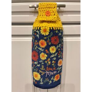 Crochet Top Kitchen Towel- Flowers-I love my mum